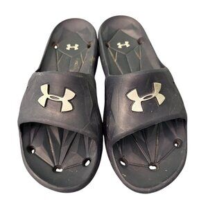 Under Armour Mens M8 Slides Black Slip-On Sandals Lightweight Rubber Casual Wear